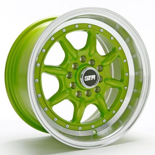 STR RACING-504 GREEN/MACHINE LIP 15X8.0 5X100/5X4.5 +25